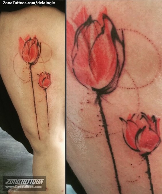 Tatuaje de delaingle - Flores Tulipanes Círculos