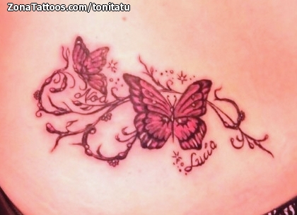 Tattoo of Butterflies, Vines, Insects