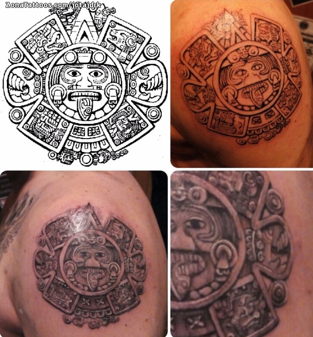 Tattoo of Aztec Shoulder Calendars