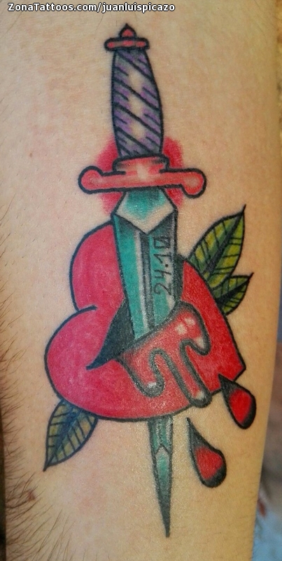 Tattoo of Daggers, Hearts, Weapons