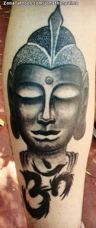 Tattoo of Buddha, Religious, Om