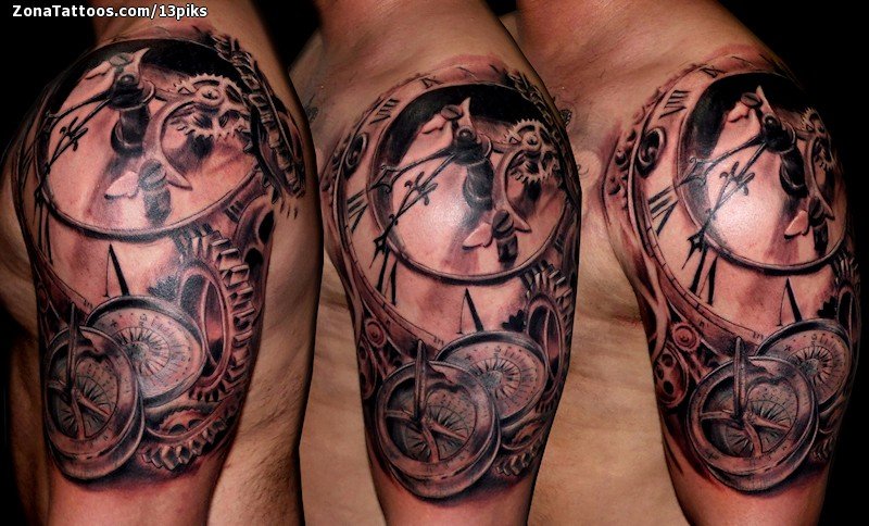 Compass Cogs Tattoos
