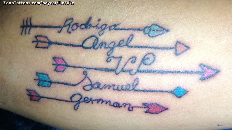 Tatuaje de Nombres, Letras, Flechas
