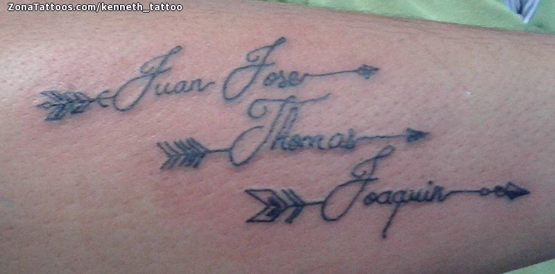 Tatuaje de Nombres, Flechas, Letras