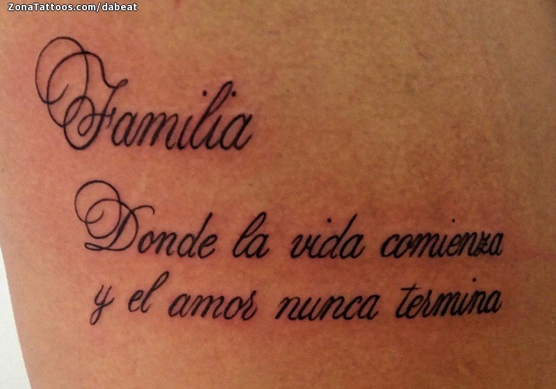 Tatuaje de Frases, Letras, Familia