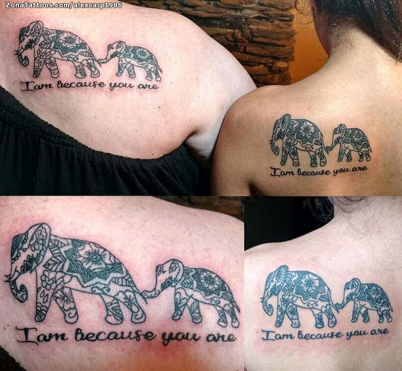 Tattoo of Elephants, Back, Animals
