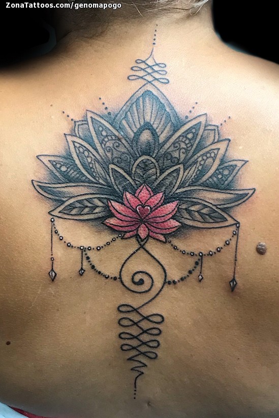 Tattoo of Lotus, Mandalas, Unalomes