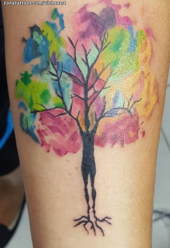 Tree watercolor  Tree tattoo small Geometric tattoo tree Oak tree tattoo