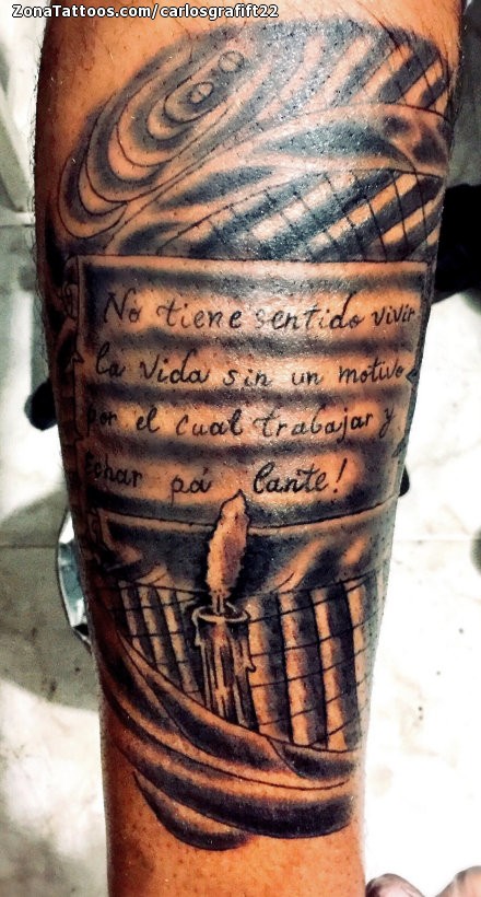 Tatuaje de Frases, Pierna, Velas