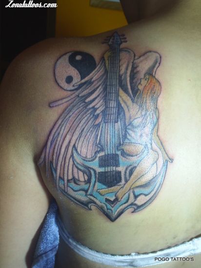 Tattoo of Guitars, Angels, Music