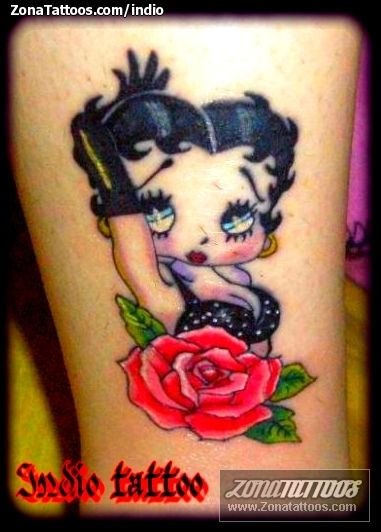 Tattoo of Betty Boop, Roses