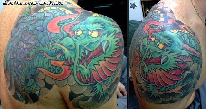 9. Dragon Shoulder Blade Tattoo - wide 3