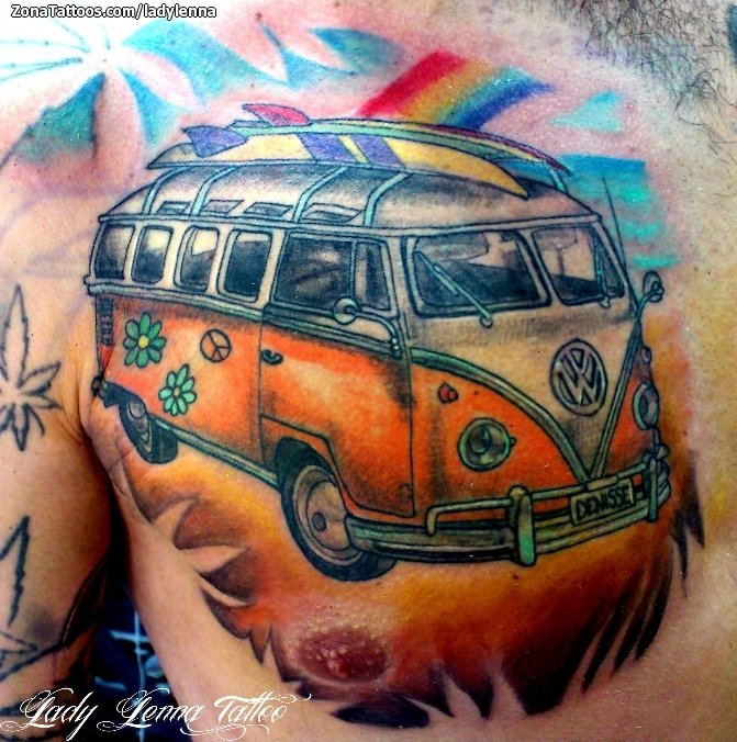 Tattoo of Cars Vehicles Chest
