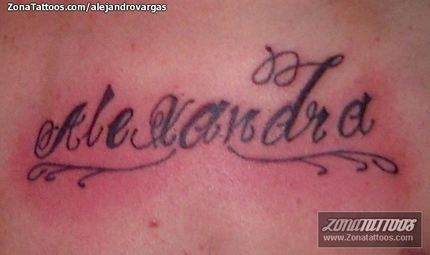 Tatuaje de Alexandra, Nombres, Letras
