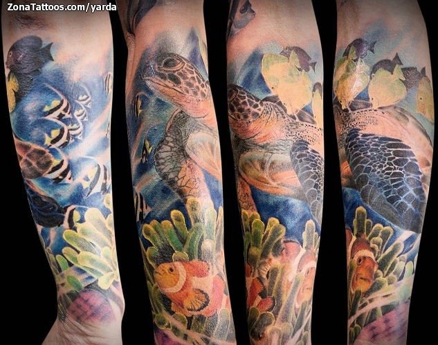 50 Coral Reef Tattoo Designs For Men  Aquatic Ink Mastery  Tattoo sleeve  men Sleeve tattoos Full sleeve tattoos