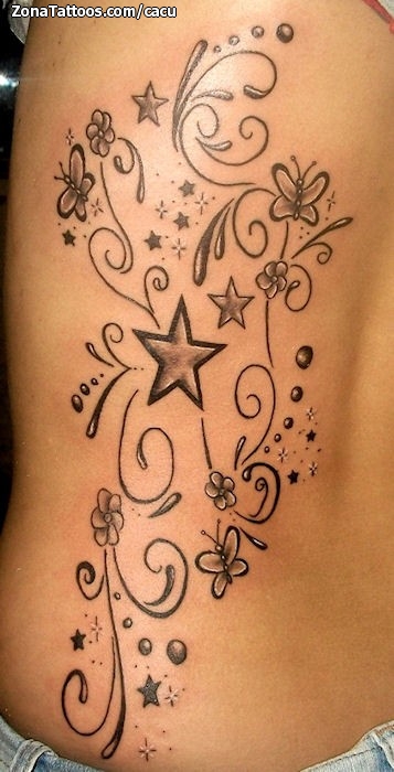 Tattoo of Stars Flowers Flourish