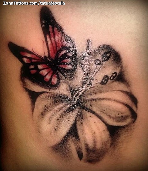 Tatuaje de Mariposas, Lirios, Flores