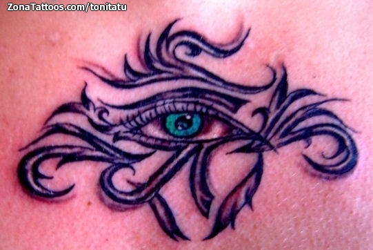Tattoo of Eye of Horus, Flourish, Egyptian