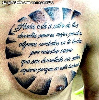 Tatuaje de Frases, Letras, Pecho