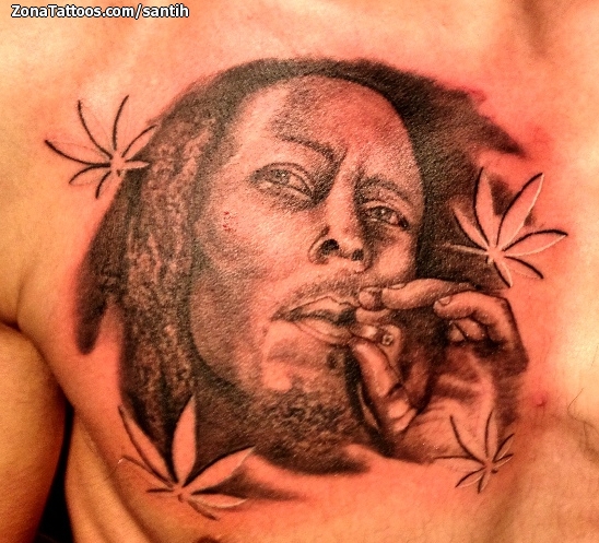Tattoo of Bob Marley, Portraits, Faces