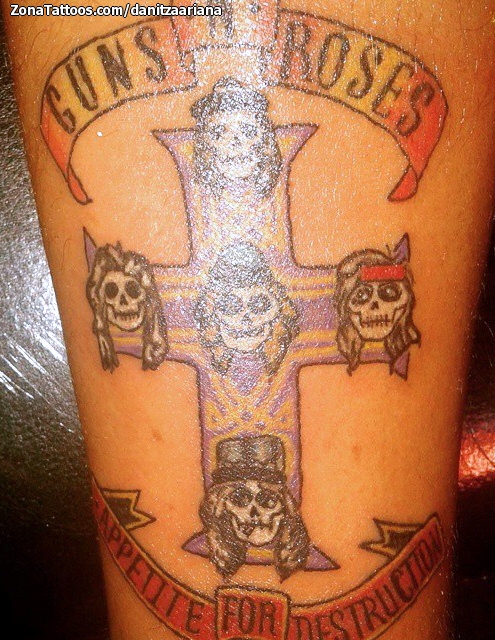 Tattoo Of Guns And Roses Logos Music