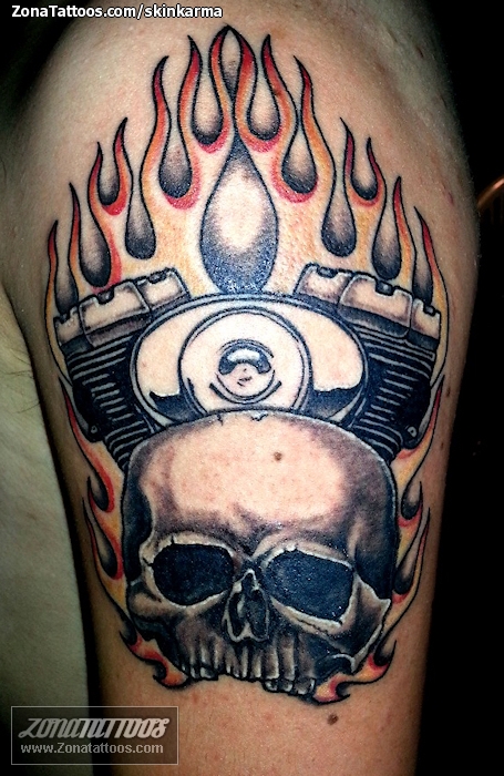 neotraditional mechanic skull  Karma Tattoo Studio  Facebook