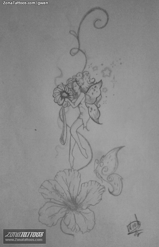 Diseño de Hadas, Flores, Mariposas