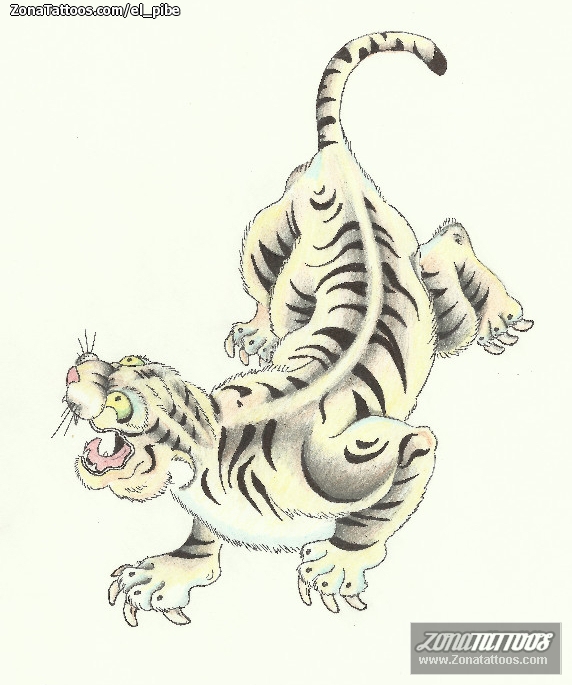 Tattoo Flash of Tigers, Animals