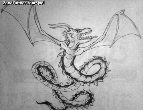 Tattoo flash photo Asian, Dragons