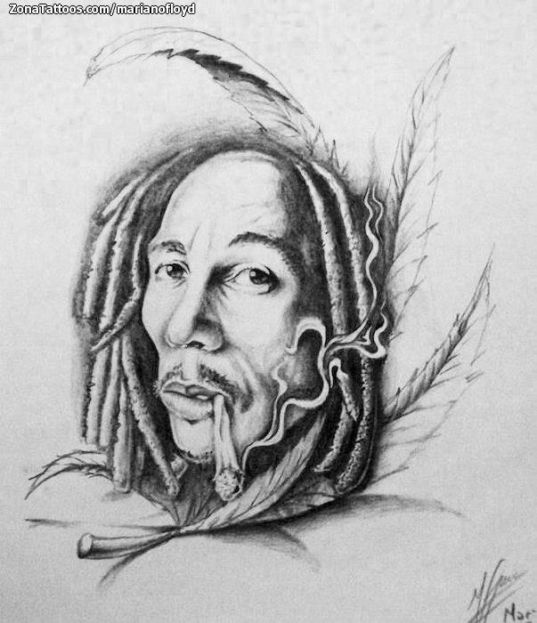 Tattoo Flash of Bob Marley, Portraits, People
