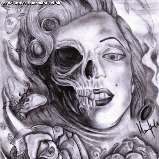 Tattoo of Portraits Marilyn Monroe Skulls