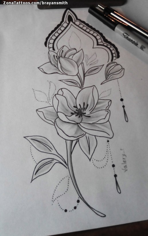 Tattoo flash photo Flowers