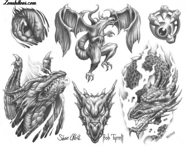 Tattoo flash photo Dragons, Fantasy