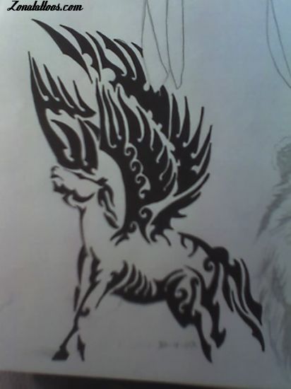 Tattoo flash photo Pegasus, Tribal, Fantasy